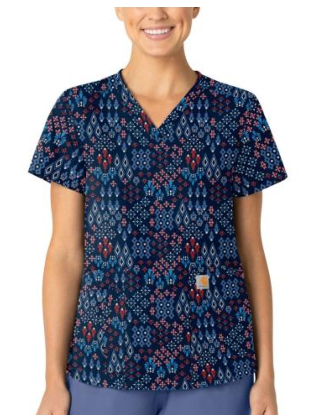 Carhartt C13414 - Women's Modern Fit V-Neck Print Scrub Top Size Small